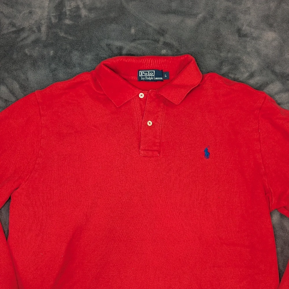 Polo Ralph Lauren long sleeve heavy cotton polo with some fleece lined Size Larg